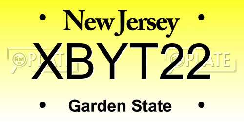 XBYT22 New Jersey License Plate