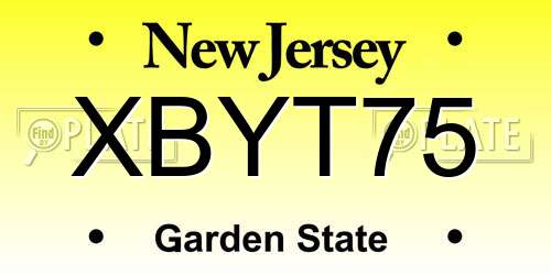 XBYT75 New Jersey License Plate