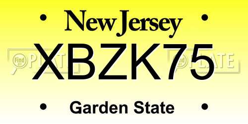 XBZK75 New Jersey License Plate