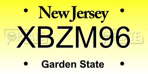 XBZM96 New Jersey License Plate