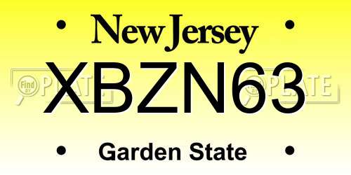 XBZN63 New Jersey License Plate