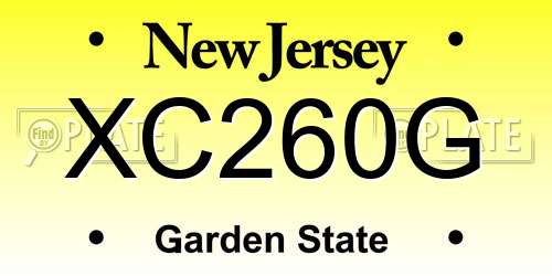 XC260G New Jersey License Plate