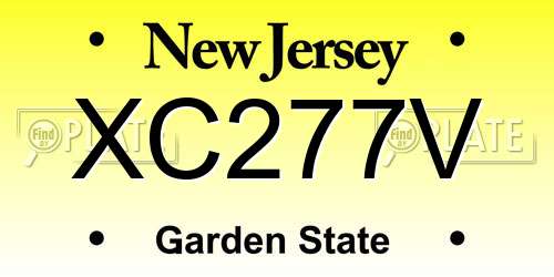 XC277V New Jersey License Plate