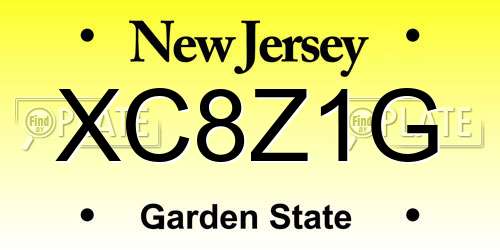 XC8Z1G New Jersey License Plate