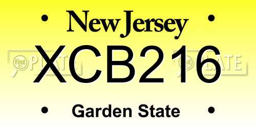 XCB216 New Jersey License Plate