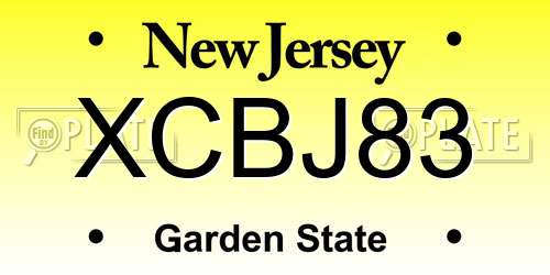 XCBJ83 New Jersey License Plate