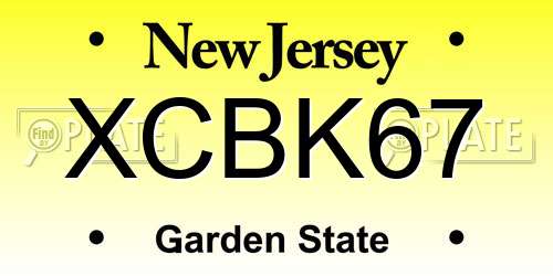 XCBK67 New Jersey License Plate