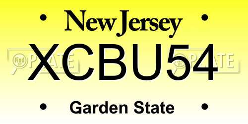 XCBU54 New Jersey License Plate