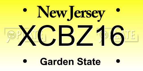 XCBZ16 New Jersey License Plate