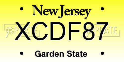 XCDF87 New Jersey License Plate