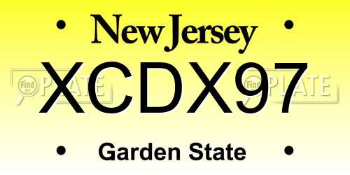 XCDX97 New Jersey License Plate