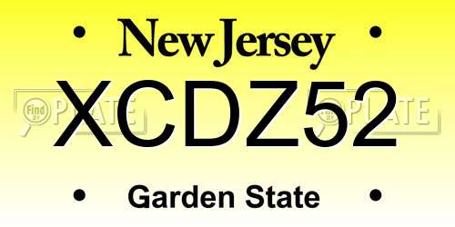XCDZ52 New Jersey License Plate