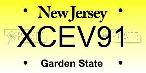 XCEV91 New Jersey License Plate