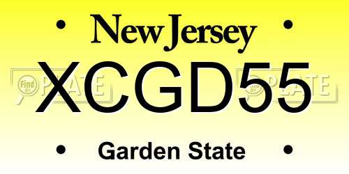 XCGD55 New Jersey License Plate