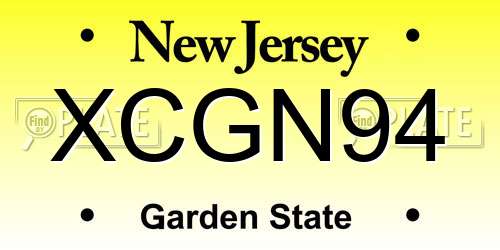 XCGN94 New Jersey License Plate