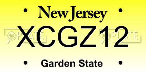 XCGZ12 New Jersey License Plate