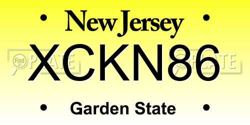 XCKN86 New Jersey License Plate