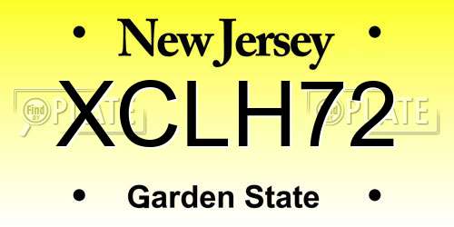 XCLH72 New Jersey License Plate