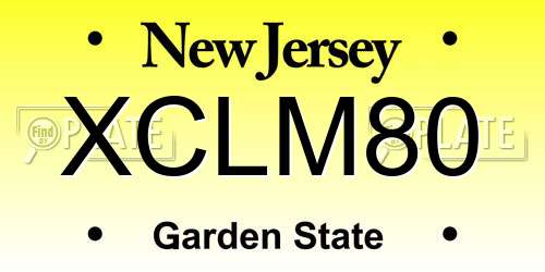 XCLM80 New Jersey License Plate