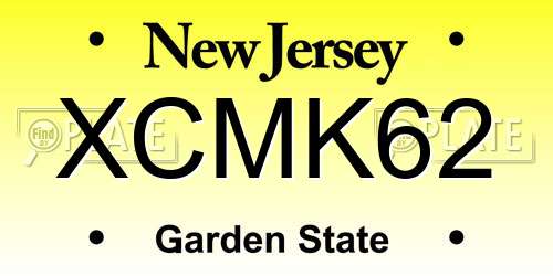XCMK62 New Jersey License Plate