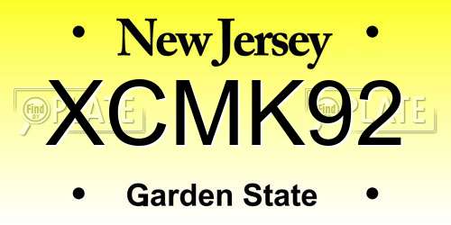 XCMK92 New Jersey License Plate
