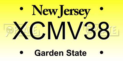 XCMV38 New Jersey License Plate