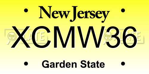 XCMW36 New Jersey License Plate