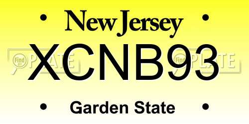 XCNB93 New Jersey License Plate
