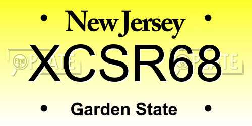 XCSR68 New Jersey License Plate