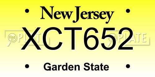 XCT652 New Jersey License Plate