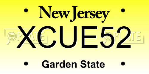 XCUE52 New Jersey License Plate