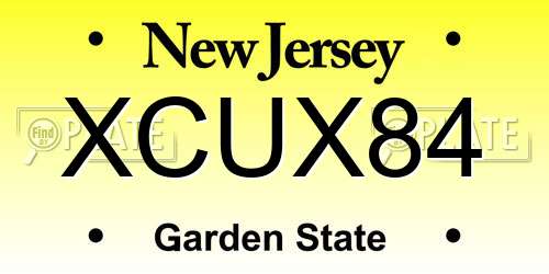 XCUX84 New Jersey License Plate
