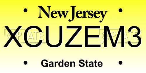 XCUZEM3 New Jersey License Plate