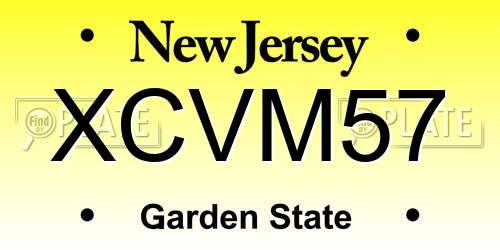 XCVM57 New Jersey License Plate