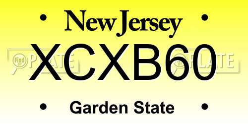 XCXB60 New Jersey License Plate
