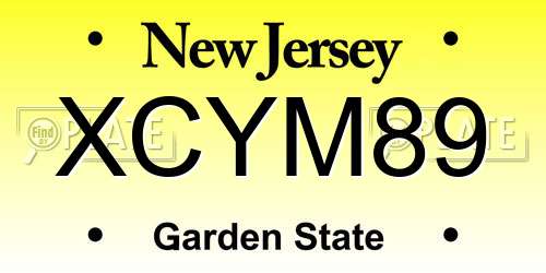 XCYM89 New Jersey License Plate