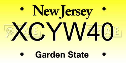 XCYW40 New Jersey License Plate