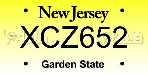 XCZ652 New Jersey License Plate