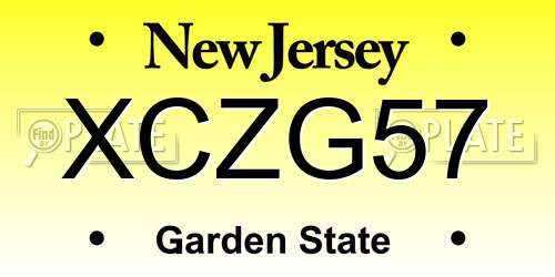 XCZG57 New Jersey License Plate