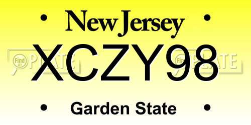 XCZY98 New Jersey License Plate