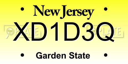 XD1D3Q New Jersey License Plate