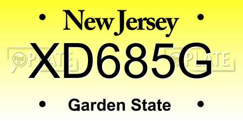 XD685G New Jersey License Plate