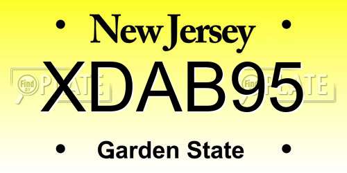 XDAB95 New Jersey License Plate