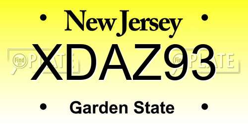 XDAZ93 New Jersey License Plate
