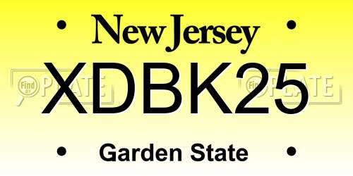 XDBK25 New Jersey License Plate