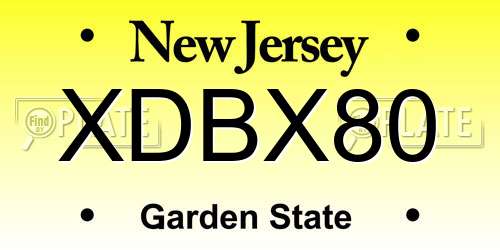 XDBX80 New Jersey License Plate