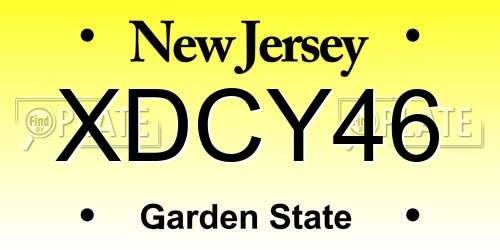 XDCY46 New Jersey License Plate