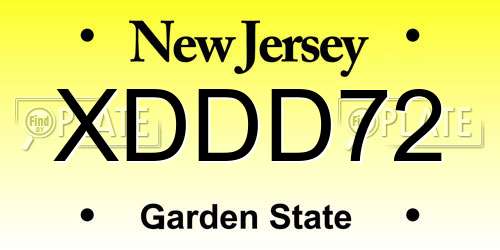 XDDD72 New Jersey License Plate