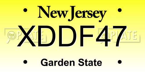 XDDF47 New Jersey License Plate