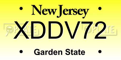 XDDV72 New Jersey License Plate